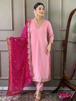 Light Pink Viscose Silk Readymade Kurti